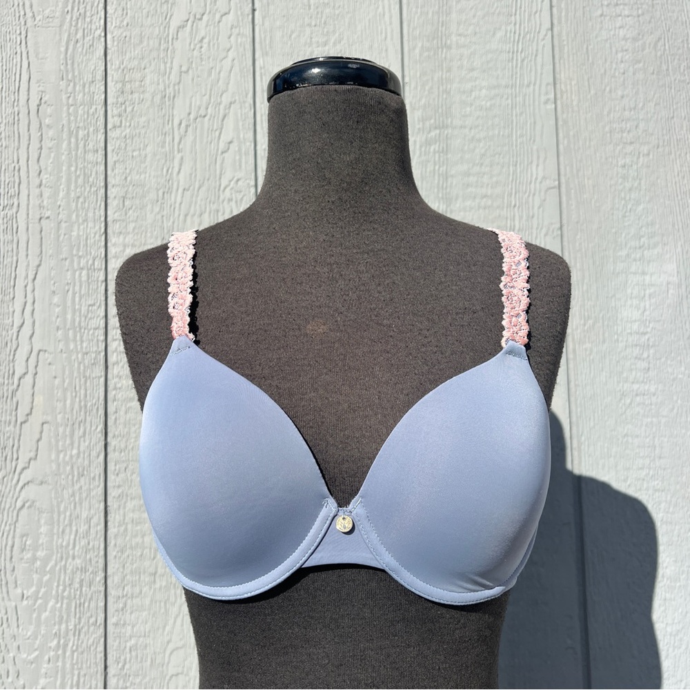 Natori Rose Dream Custom Coverage Underwire Bra in Grey Blue, 32D